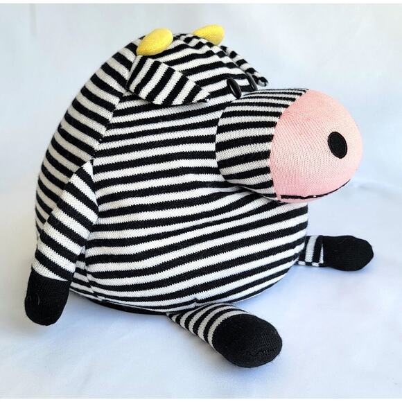 Mushable Pot Bellies Round Pillow Plush Stuffed 10” Zebra Animal Stripes Toy - Picture 2 of 7